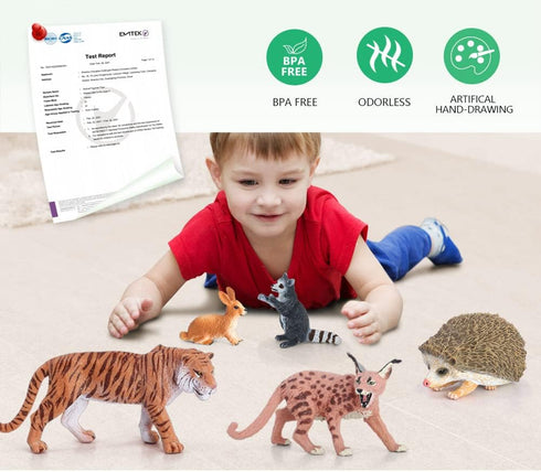 Volnau Safari Animal Figurines Toys, 9PCS Eurasia Figures for Toddlers, Kids Christmas Decoration Gift