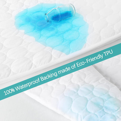2 Pack, 52 28 Crib Mattress Protector Sheets Waterproof Quilted Crib Mattress Pad Cover Fitted Fits for Toddler Bed