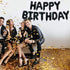 TONIFUL Black Happy Birthday Balloons Banner, 16 Inch Mylar Foil Letters, Reusable Birthday Sign for Kids & Adults