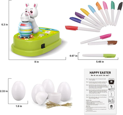 30 12 Engfa Easter Egg Decorating Kit with Pcs Eggs and Dying Markers Spinner, Easter Gifts for Kids Bunny Decorating