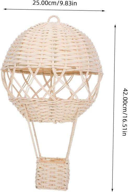 BESTOYARD Rustic Rattan Hot Air Balloon Lamp Shade Handwoven Wicker Wall Art Decor for Boy Girl Rooms Unique Natural