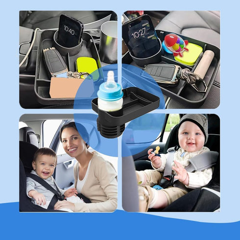 Travel Tray for Kids Car Seat - Silicone Car Seat Cup Tray, Travel Tray for Car Seat with Expandable Base for Fruit