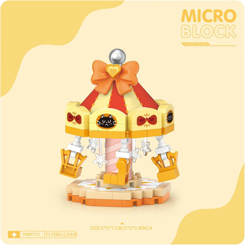MEIEST 4 Set,Simulation PCS Mini Amusement Park Building Blocks Architecture Collection Particle Construction Building