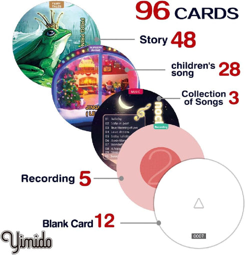 96 Cards Children Phonograph Early Education Machine, Music Box Storyteller with Pop Speakers