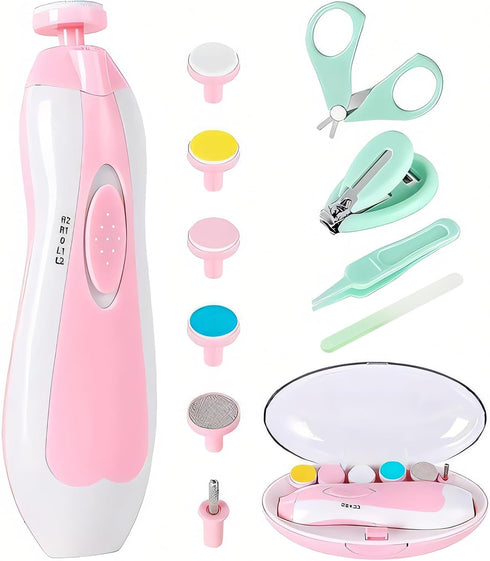 Baby Nail Trimmer Electric - 12 in 1 Baby Nail Clippers Kit with Clipper, Scissor, Tweezers, Nail Files