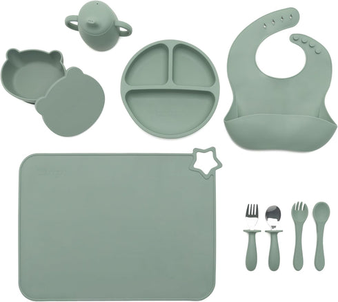 Trompo Food-grade Silicone Baby Feeding Set 10 Pieces | BPA-Free | Includes Plate,