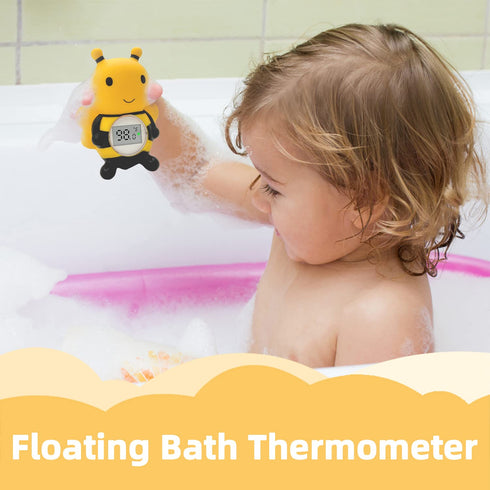 Baby Bath Thermometer Floating Toy, Safety Water Temperature Thermometer for Bathtub - Newborn Baby Shower Gift (Bee)