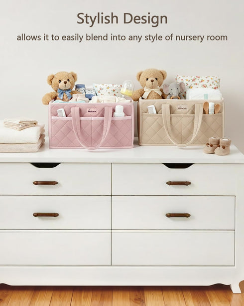 3 &4 Diaper Caddy Organizer For Changing Table,Dutch Velvet Baby Diaper Caddy With Removable Compartments Side