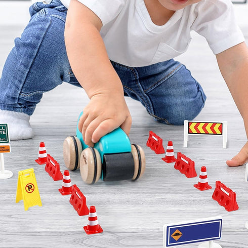 Set Playset 25pcs NUOBESTY Mini Traffic Signs Mini Traffic Cones Construction Toys Plastic Street Yellow Warning Stop