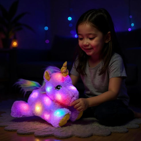 Girls,13" Cuteoy Glowing LED Light-up Purple Unicorn Nightlight Toys Musical Plush Stuffed Animal Singing Lullabies