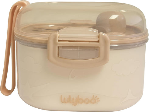 Lulyboo Baby Formula Milk Powder Container - Travel-Friendly, Airtight Storage with Scoop & Spork, Compact BPA-Free