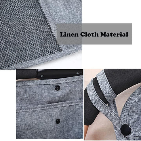 Baby Stroller Organizer Pocket with Two Storage Pockets, Detachable Straps for Nappy Baby Cloth Diaper (Grey)