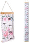 Baby Growth Chart Ruler Wall Hanging Measurement Chart with Wood Frame for Kids Nursery Room 8'' x 79'' (Pink Flower)