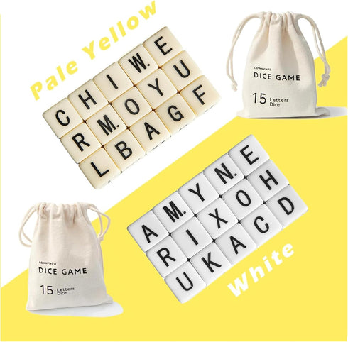 2 Sets 30 Full Alphabet Crossword Dice Game | Upgraded | of Word Dice - Large Lettered Dice | Fun Family, Travel