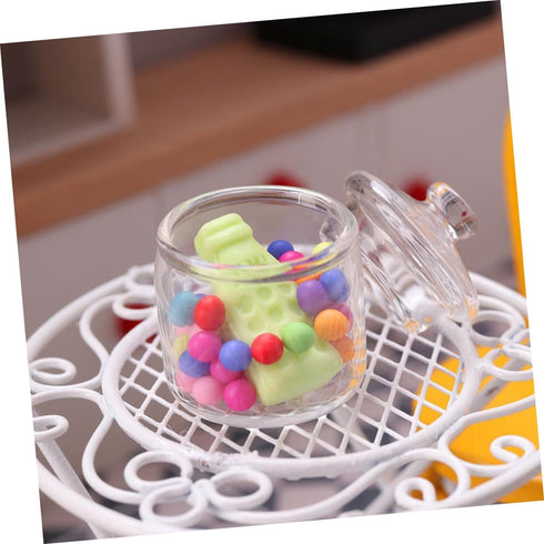 Artibetter 2 Pcs Miniature Jar 1:12 Doll Glass Jars with Lids, Miniature Glass Bottles for Doll House