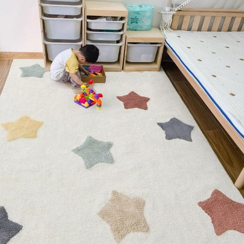 Poowe -4Ft 6Ft Large ABC Rug for Kids Room Boy & Girl - Colorful Alphabet Circle Area for Playroom, Nursery, Classroom
