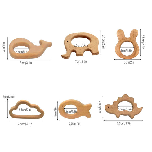 12-Pcs Baby Teether Toys,Wooden Teethers for Babies - Wooden Animal Toys, Teething Rings, Toddler Chew Toys,Baby Teething Rings and Wooden Teether Set-Suitable for Children Over 36 Months