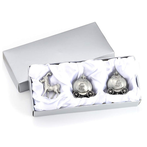 Set, Yoption Baby First Haircut Keepsake and First Tooth Fairy Box Zinc Alloy Pumpkin Carriage Baby Dropped Tooth