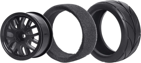 4-Pack HobbyPark RC Car Tires & Wheels, 12mm Hex Drive Hub with Foam Inserts for 1/10 Touring Car