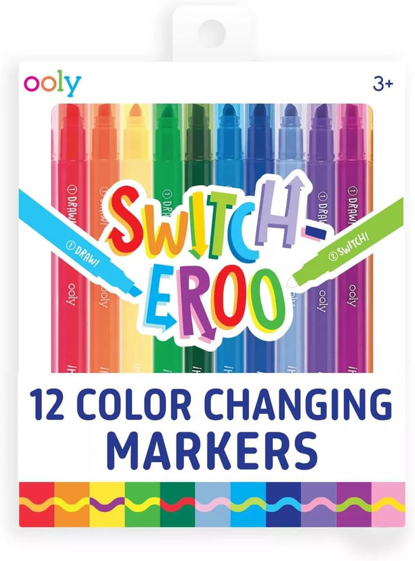 Ooly 12 Pack Switch-eroo Double Sided Color Changing Markers, Vibrant Colors for Art Projects, Back to School