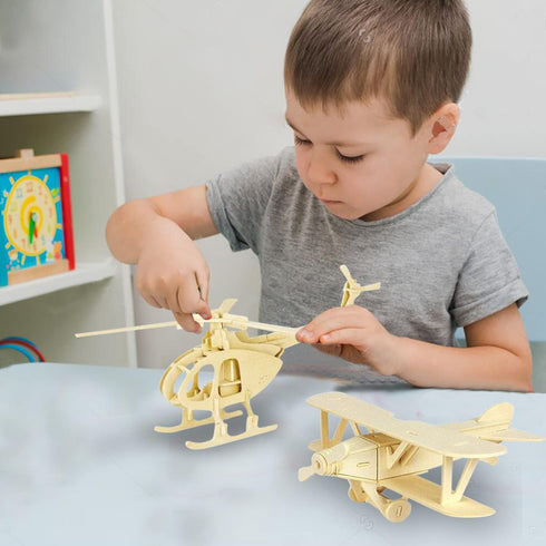 2 Packs 3D Georgie Porgy of Wooden Puzzles, DIY Models Kits for Kids, Dinosaur Animal Airplane Car Woodcraft