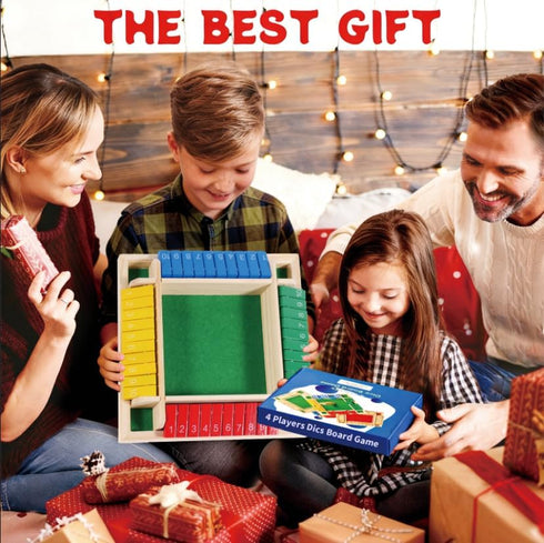 Elanbells 12 Inch 2-4 Shut The Box Dice Game Upgraded Player Wooden Dice Game Math Addition Games Close The Box Family