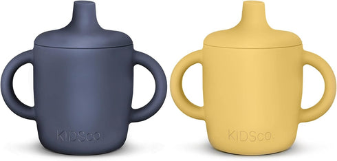 KIDSco. Silicone Sippy Cups (2 Pack) Soft Spout & Easy Grip Handles