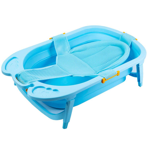 Baby Bath Seat, Infant Bathing Support Mat, Baby Tub Seat with Four Safety Support Corners, Comfortable Baby Shower Bathtub Sit Up Mesh for Newborn - Blue (No Bathtub)