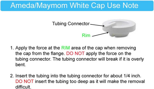 (4 Maymom Tubing Parts Compatible with Ameda Purely Yours Pumps Also Compatible with May Joy; White Caps)