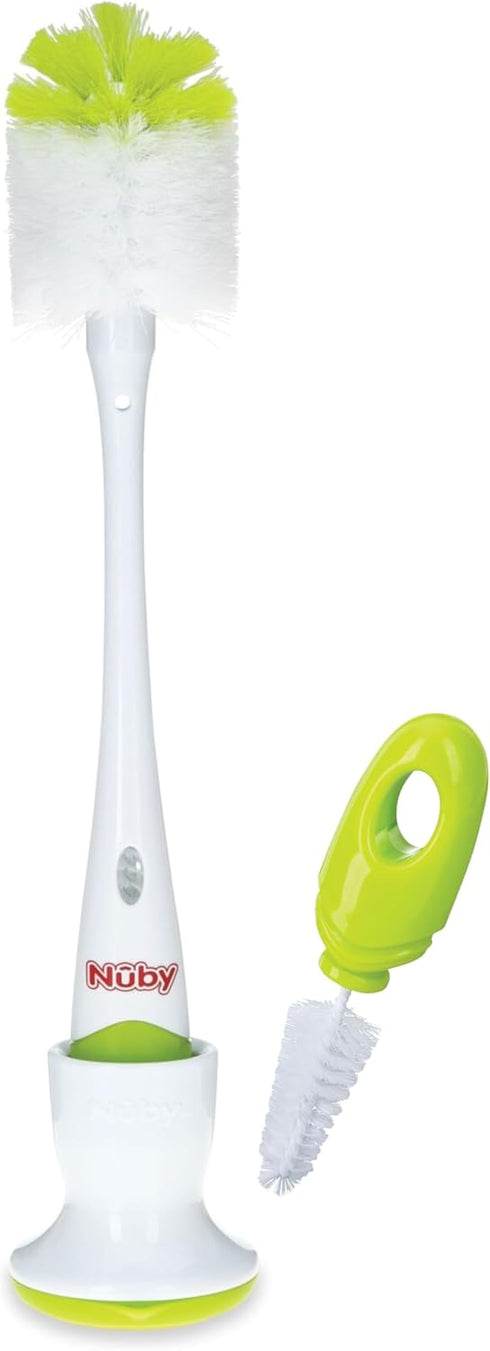 2 1 1 Pack, Nuby in Bottle and Nipple Brush with Stand, Colors May Vary