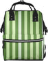 QSMJKLD Classic Green Striped Diaper Bag with Changing Pad, Pacifier Holder - Multifunction