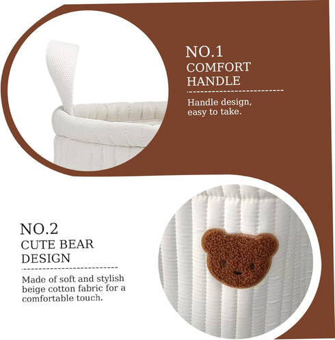 NIOMICO 9.45x7.09in Teddy Bear Diaper Bag Small Soft Polyester Cotton Cute Storage Bins with Handle Portable Bear