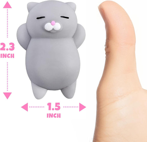 Nutty Toys Squishy Cat Set, 2" Soft Silicone Kawaii Kitties, Top Stress Relief Toy, Unique Gifts for Teens