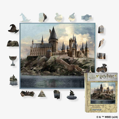 Harry Potter Puzzle for Adults, Quality Wood A3 Hogwarts Castle with 158 Pieces, Unique Jigsaw Family Game
