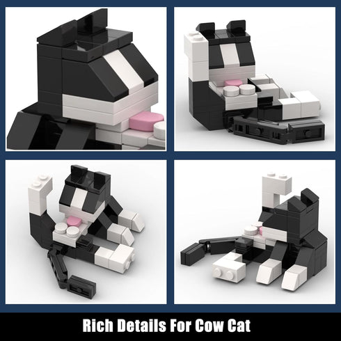 RWSEFK 2 Set,Tuxedo Set, 120 Piece Cat Licking Butt Building Block Cat Toy Living Room Decoration, Pieces