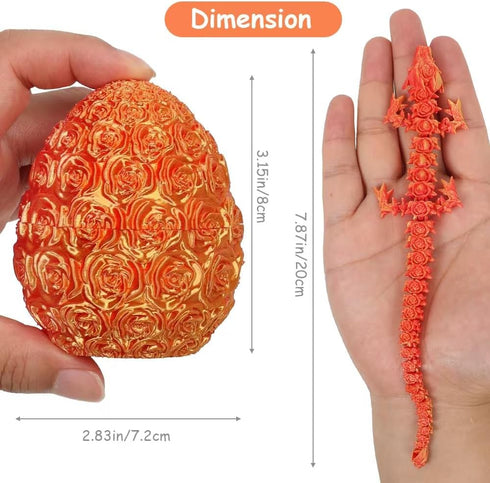 EverHaus 4 Pack 3D Printed Dragon,Dragon Eggs with Dragon Inside - Desktop Decor Collectible, Dragon Toy with Roses