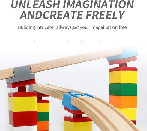 20 Pack 3+ Wooden Train Track Accessories, pcs Wooden Track Connector, Compatible with All Major Brands Wood Train