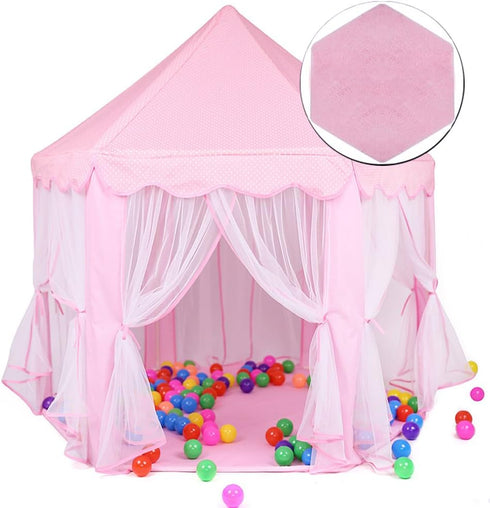 WERSHOW 55" Hexagon Coral Rug - Ultra Soft Carpet for Princess Castle Playhouse Bedroom Length Girls Anti-Slip Bottom