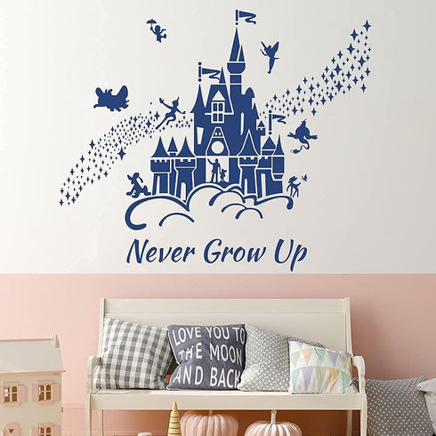 Supzone Castle Wall Stickers, Fairy Tale Castle Quotes Stars Wall Decor for Baby Nursery Room Kids Bedroom