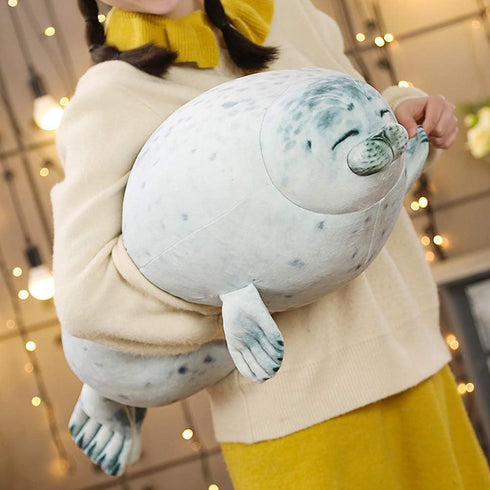 Cute Blob Seal Pillow - Chubby White Seal Plush Hug Pillow, Soft Stuffed Animal Toy (24")