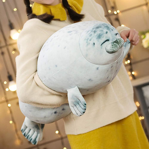 Cute Blob Seal Pillow - Chubby White Seal Plush Hug Pillow, Soft Stuffed Animal Toy (24")