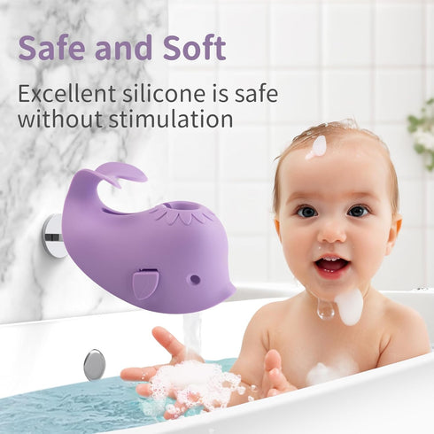 CAROFAFA Faucet Cover Bathtub Baby Spout Cover Soft,Bath Faucet Cover for Baby's and Kid's Safety (Whale Purple)