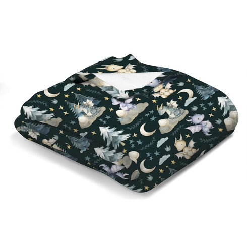 Fairytale Dragons Baby Blanket for Boy Girl Cute Dragons Eggs Moon Stars Trees Swaddle Blanket Dreamy Animal Crib