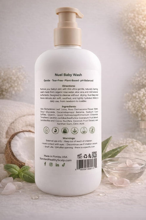 Healthy Scalp & Hair 500 ml Baby Shampoo & Body Wash Gentle Plant-Based Cleanser for Newborns & Toddlers, with Rose