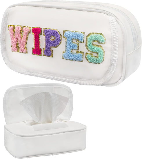 Portable Reusable Wipe Dispenser, Chenille Letter Wipes Container Newborn Baby Essentials Must