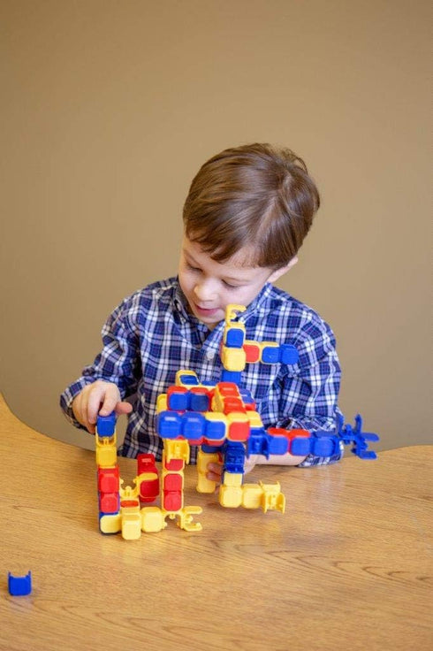 POPULAR PLAYTHINGS LinkaBlox Deluxe Construction Toy Set with Activity Guide for Kids 4+
