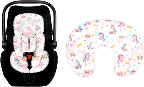 Pack of Baby Car Seat Head Support and Nursing Pillow Cover Set,