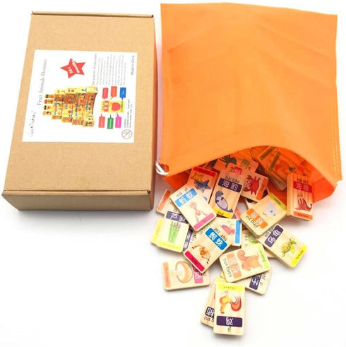 New Chinese English Language Learning Wooden Blocks, Domino Children's Educational Product, 100pcs