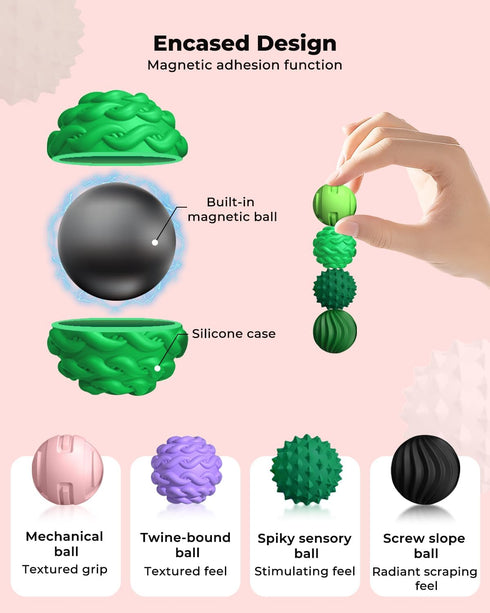 8Pcs 14+) XYOFUN Silicone Magnetic Fidget Toys, Silicone Sensory Ball, Textured Sensory Stress Relief Balls, Desk Toy