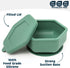 Tiny Twinkle Olive Silicone Suction Bowl with Lid for Baby & Toddler - 100% BPA Free, Microwave Safe Snack Container